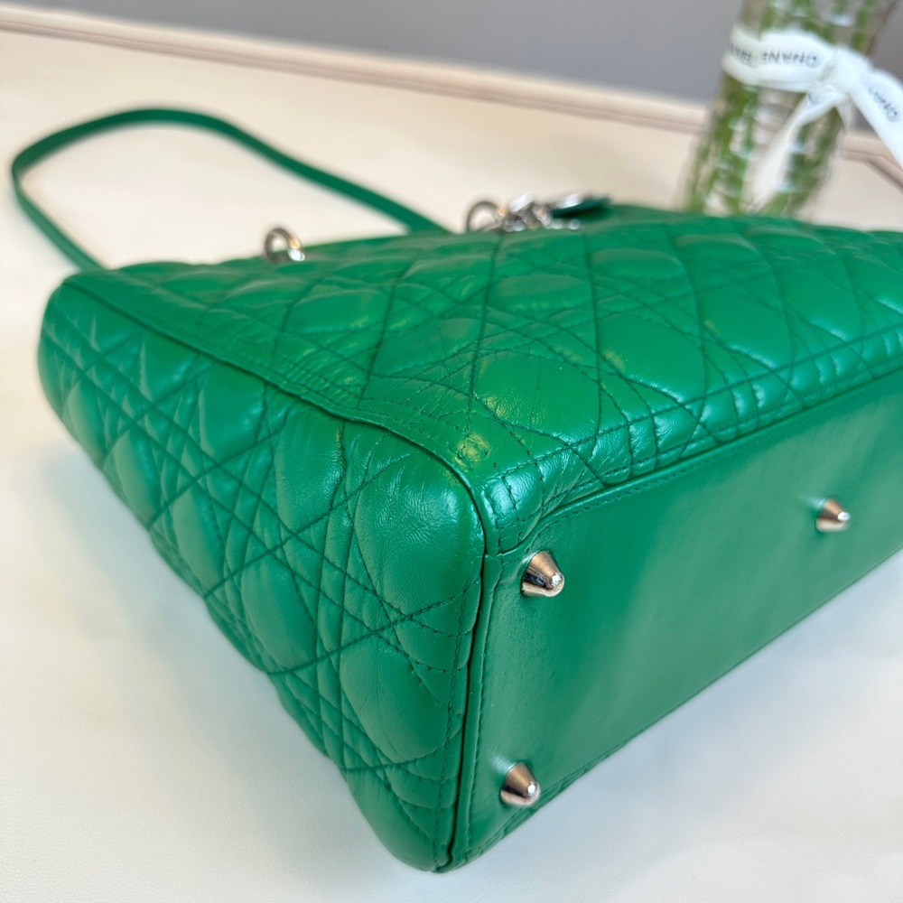 Dior Green Quilted Leather Lady Dior Top-Handle Shoulder Bag - Picture 5 of 16